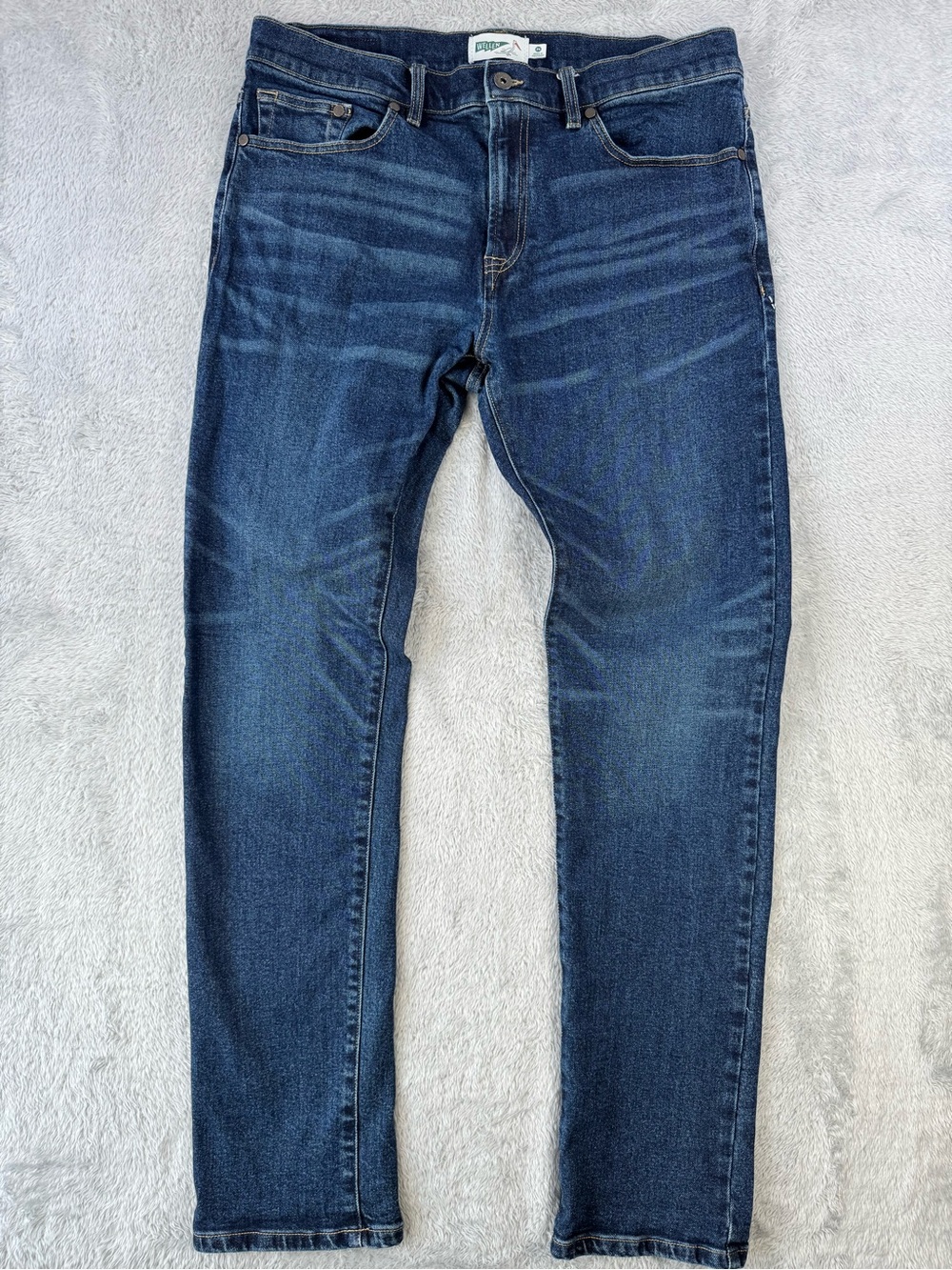 Wellen Men’s 34 Dark Wash Stretch Slim Straight Jeans Blue Denim